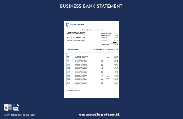 stile verificato Dichiarazione organizzativa standard sudafricana Modello Word e